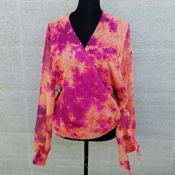 Bar III Long Sleeve Wrap Blouse. Size XXL. New With Tags $59 - Picture 2 of 11